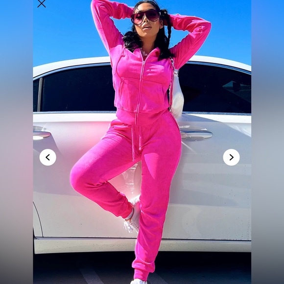 Fashion Nova Hot Pink Velour Jumpsuit - Picture 2 of 6